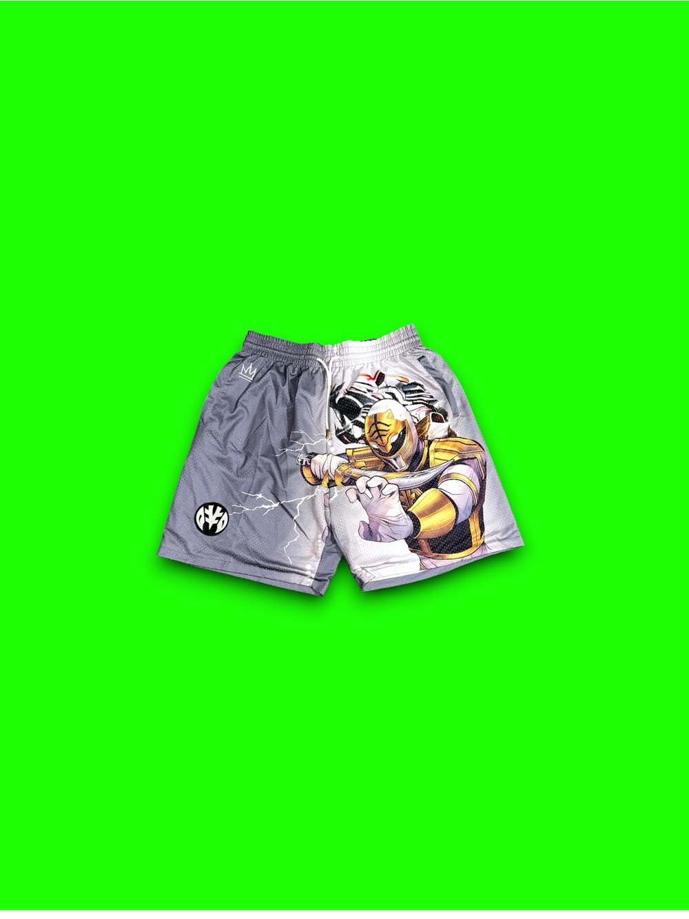 Power Rangers white & gold ranger AOP mesh Shorts men’s 2XL